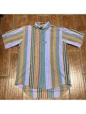 Colours by Alexander Julian Striped Men's Shirt Med Multicolor Vintage 90s Dad